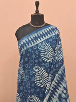 Indigo blue soft cotton saree 1