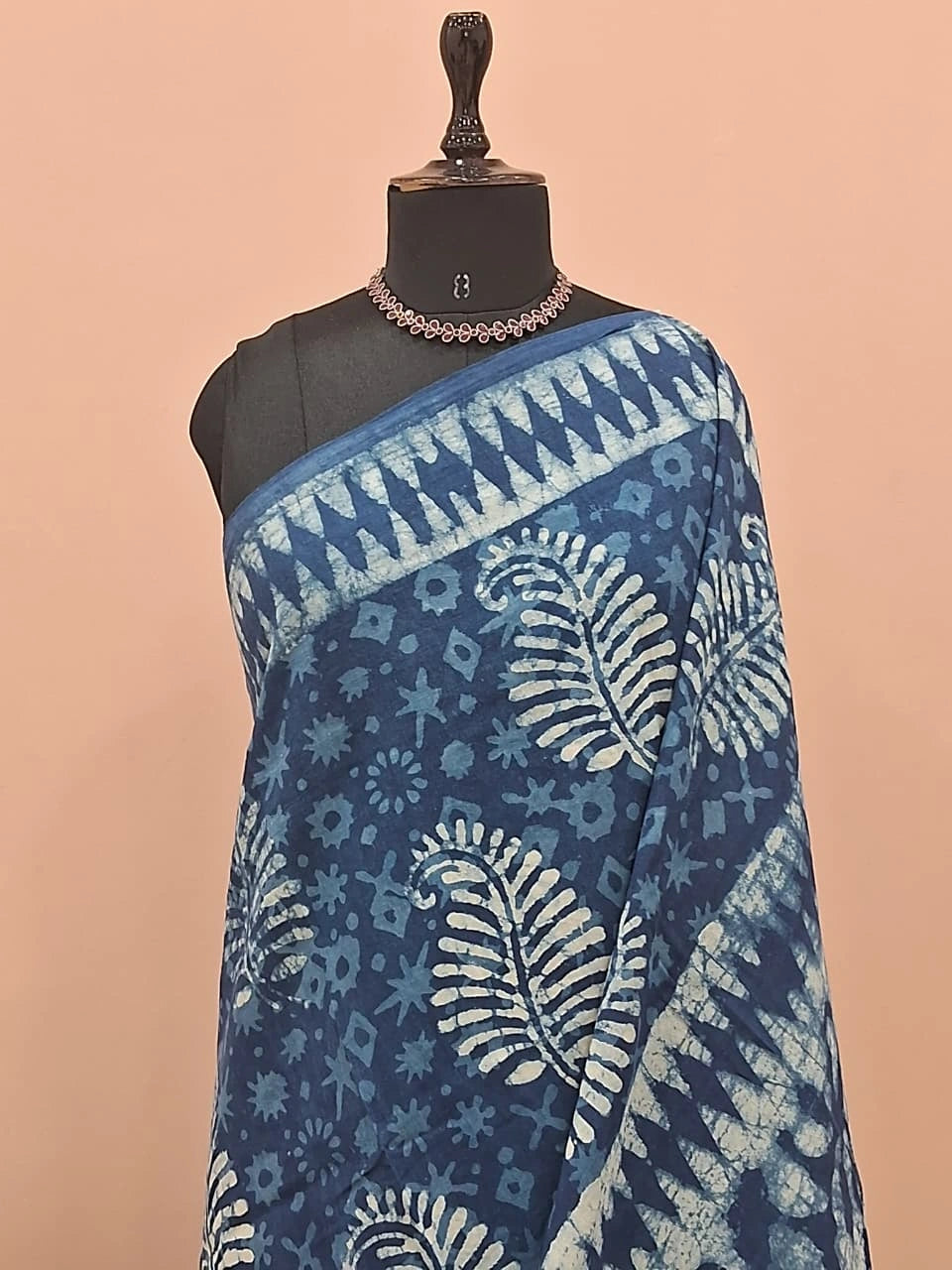 Indigo blue soft cotton saree 1