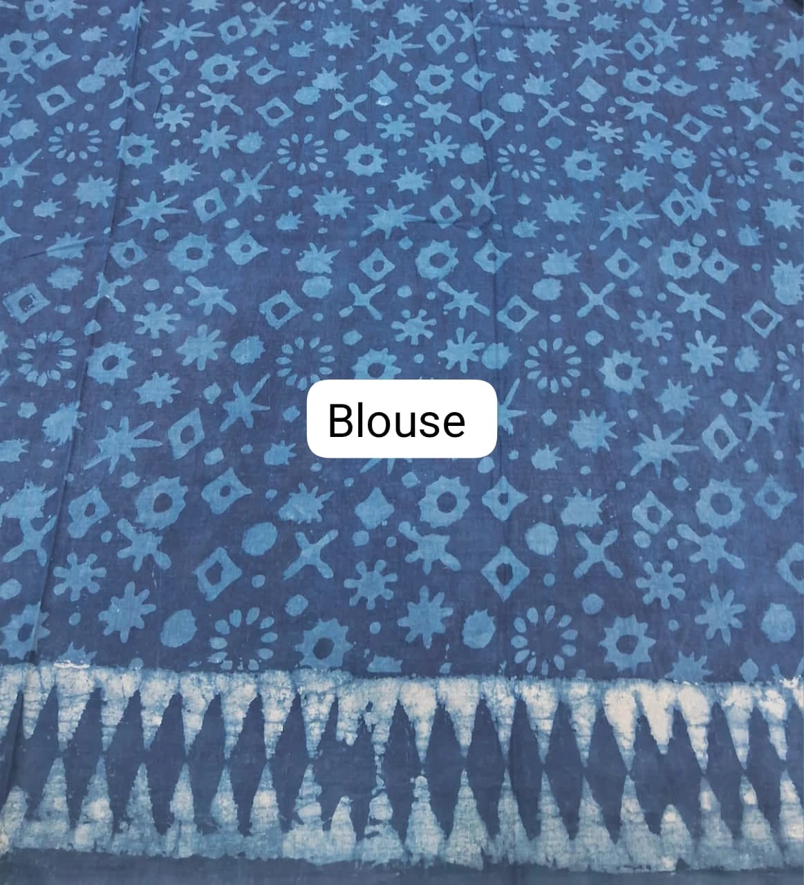 Indigo blue soft cotton saree Blouse