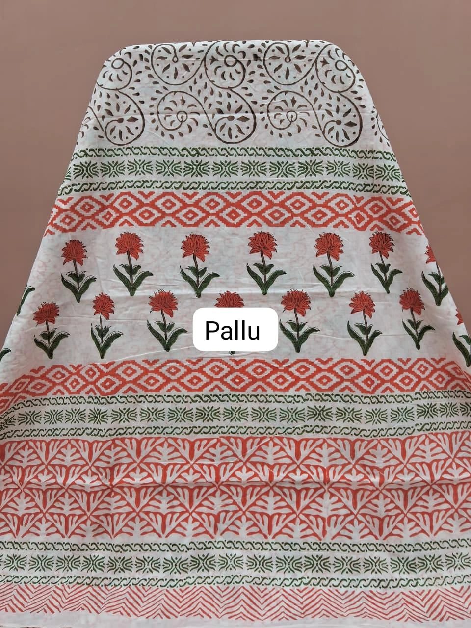 White soft cotton saree pallu