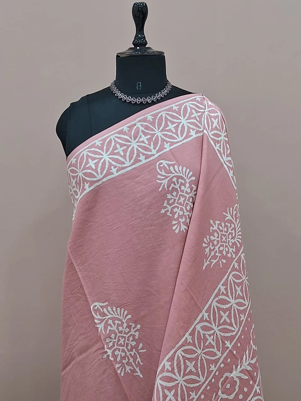 Elegant taupe brown soft cotton saree 1