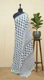 Elegant white soft cotton saree