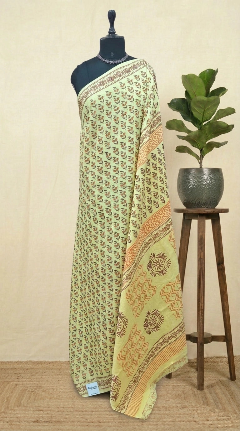 Light yellow Pure soft cotton saree