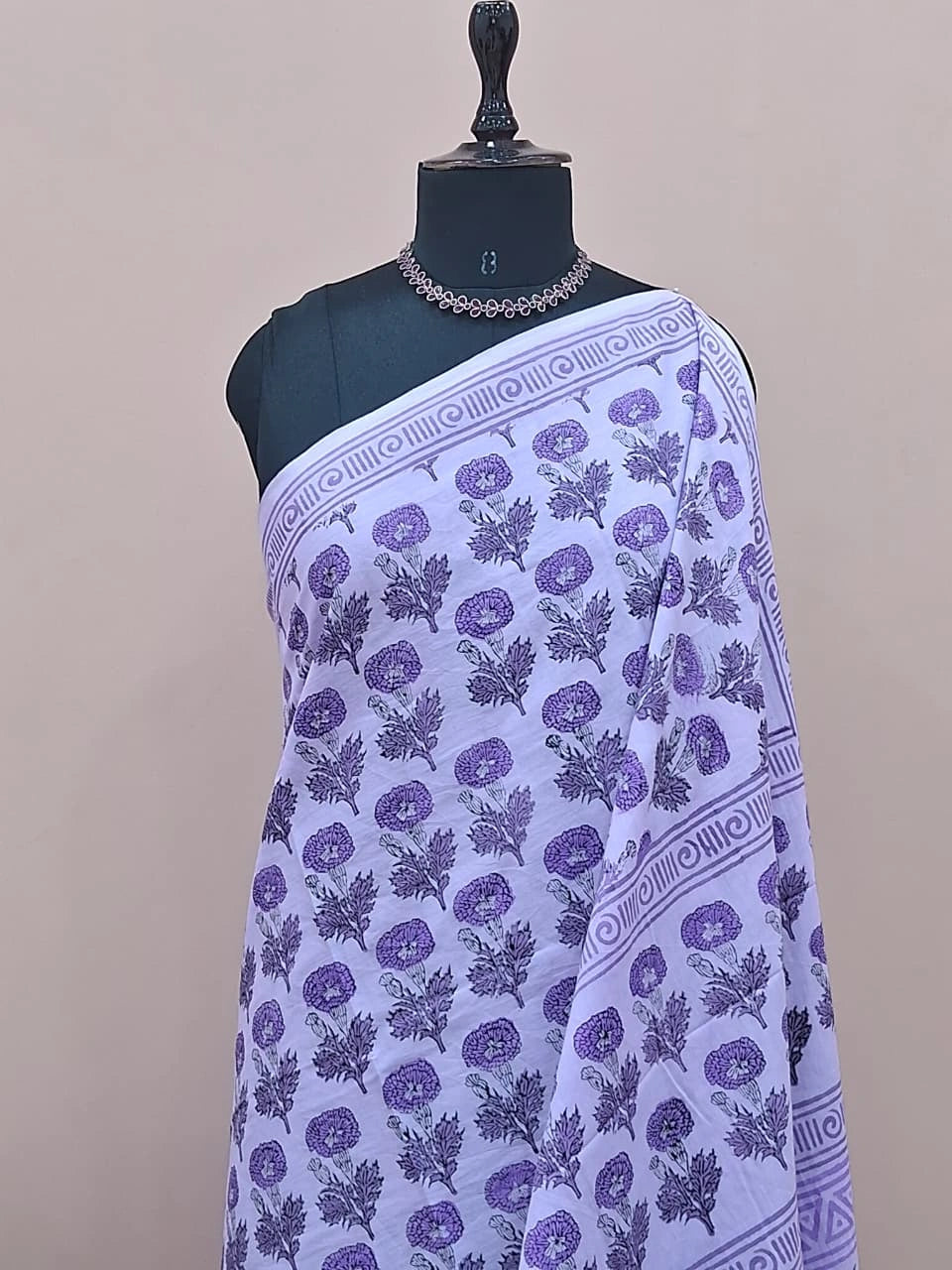 Light lavender Pure soft cotton saree 1
