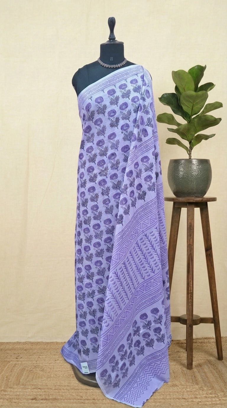 Light lavender Pure soft cotton saree