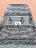 Metal Grey soft cotton saree pallu