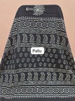 Black soft cotton saree pallu