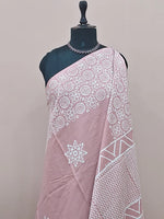 Traditional taupe brown soft cotton saree 1