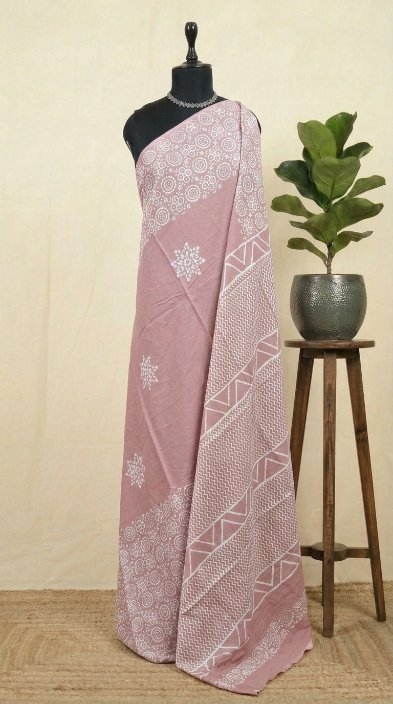 Traditional taupe brown soft cotton saree