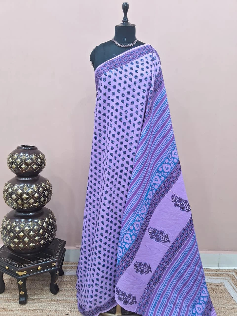 Elegant Lavender soft cotton saree