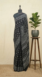 Elegant black soft cotton saree