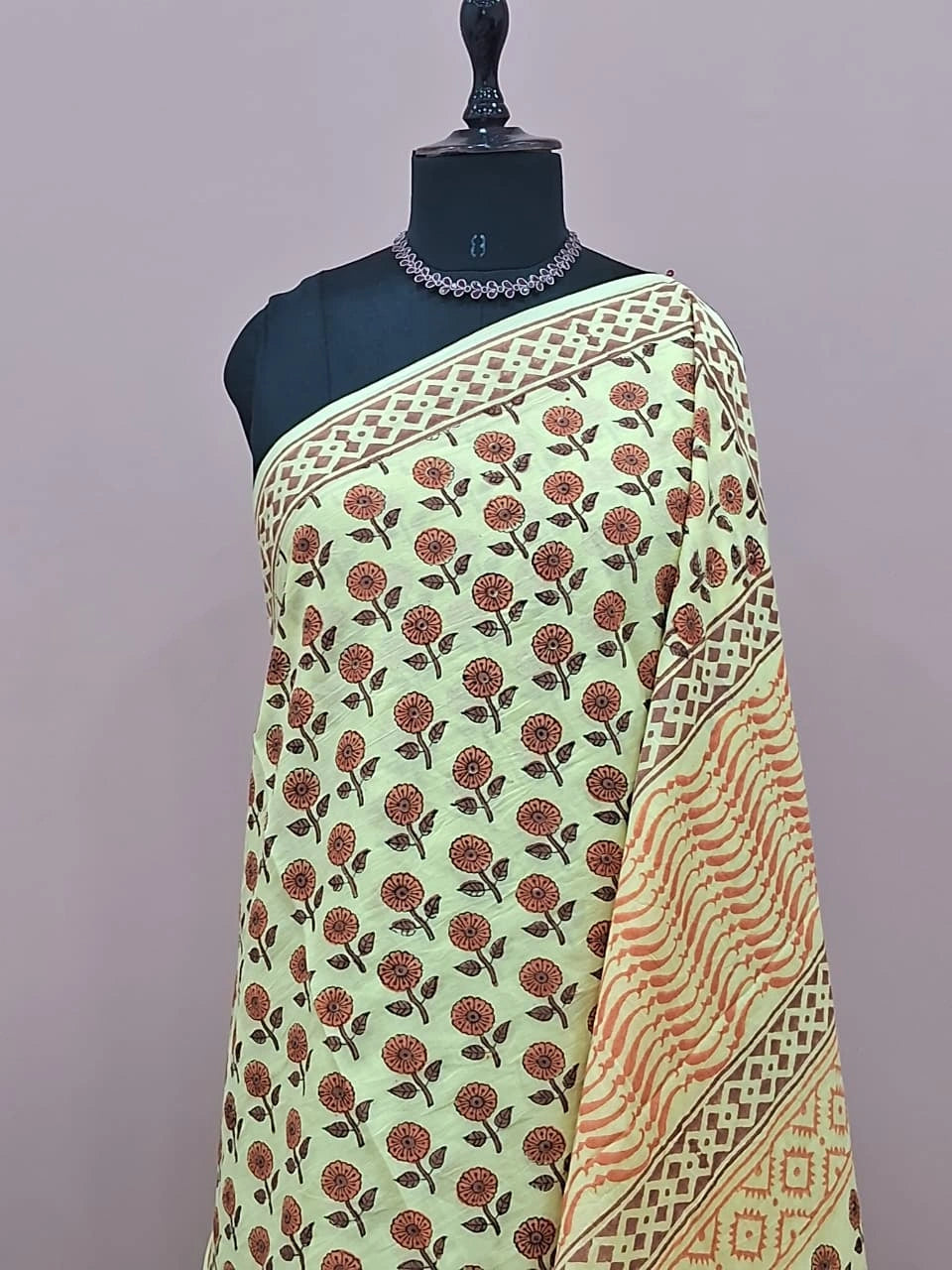 Elegant Light Yellow Cotton Saree  1