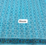 Sky blue soft cotton saree Blouse