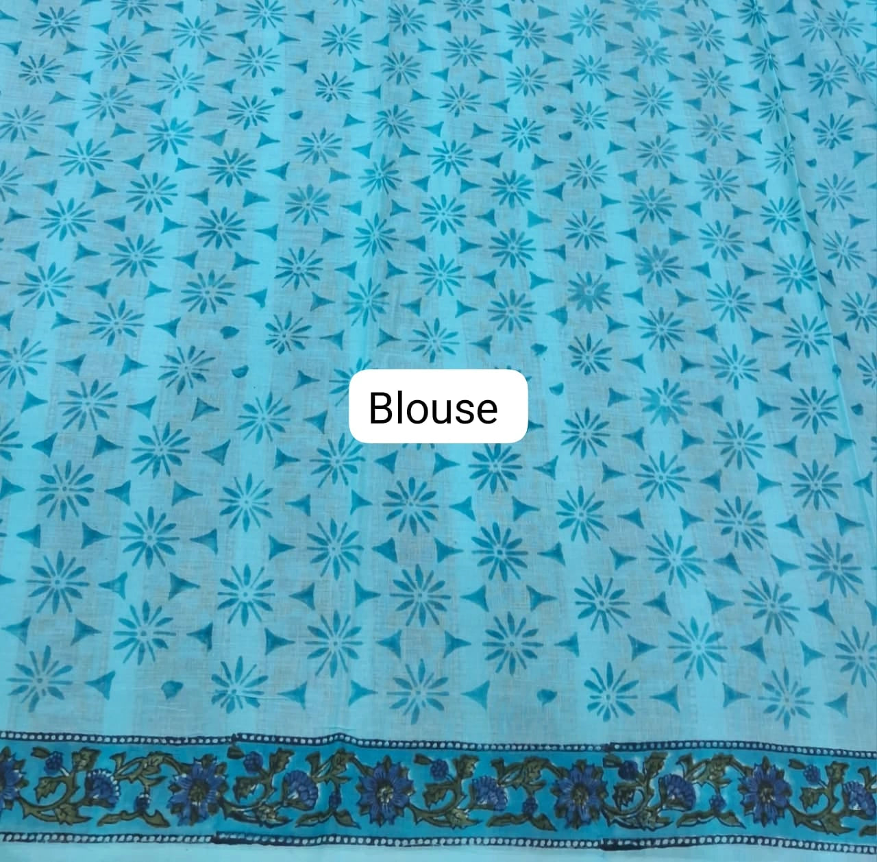 Sky blue soft cotton saree Blouse