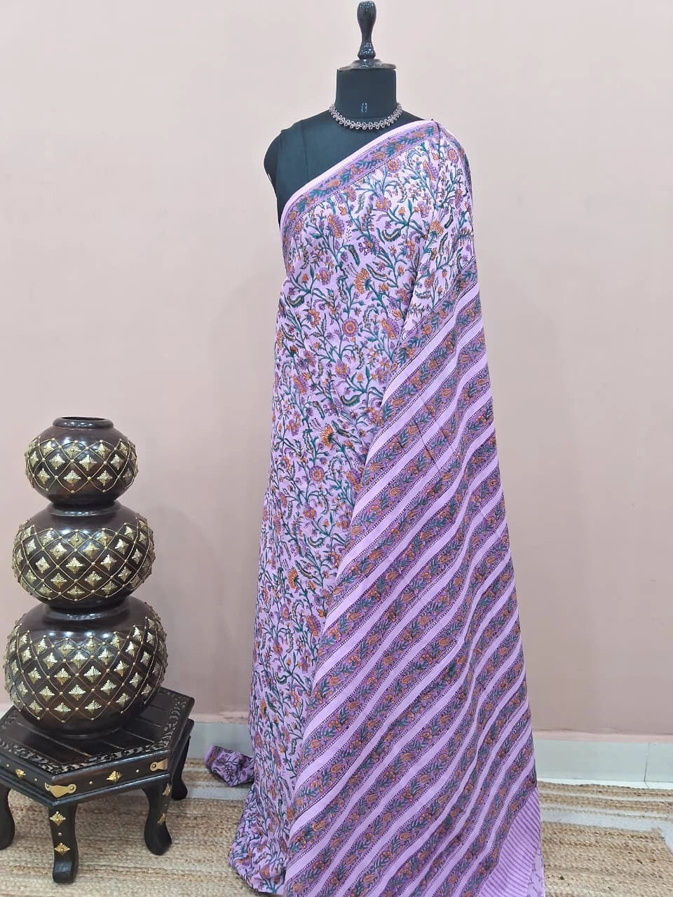 Lavender soft cotton saree