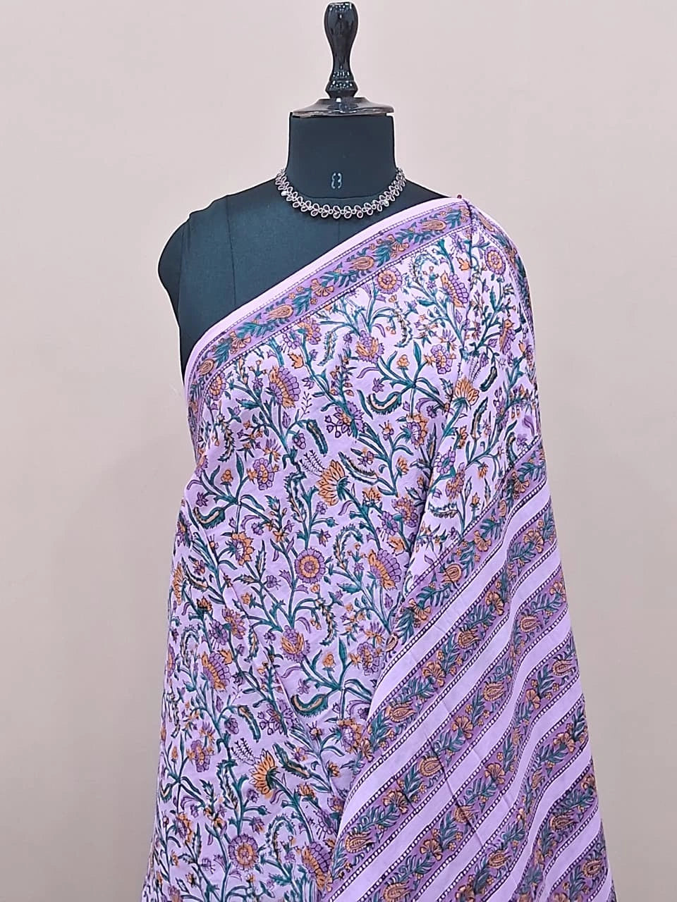 Lavender soft cotton saree 1