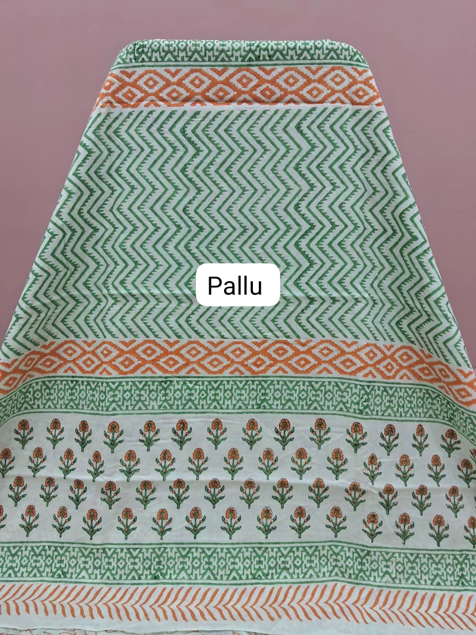 Pista green soft cotton saree pallu