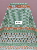 Pista green soft cotton saree pallu