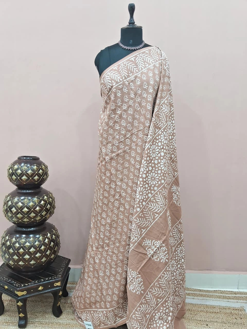 Brown soft cotton saree 