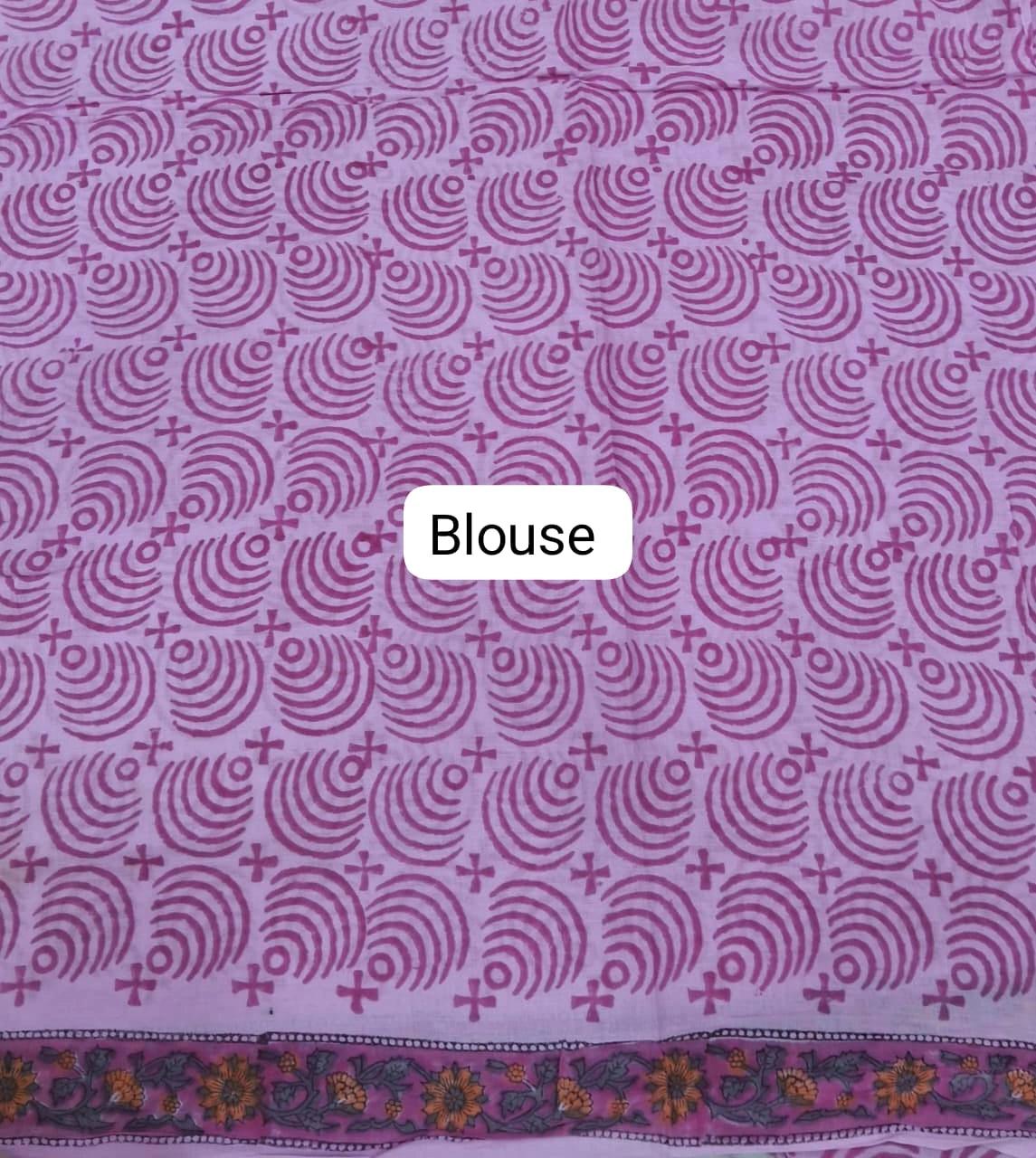 A graceful baby pink soft cotton saree Blouse