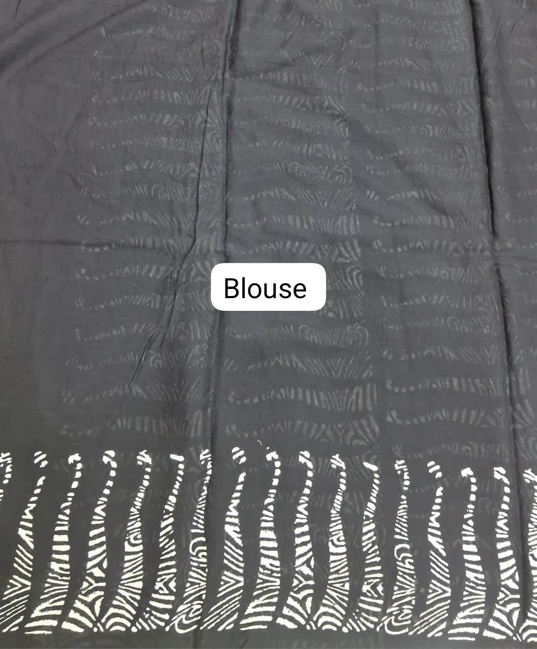 Pure Black soft cotton saree Blouse