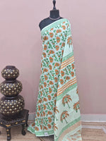 Pista green soft cotton saree