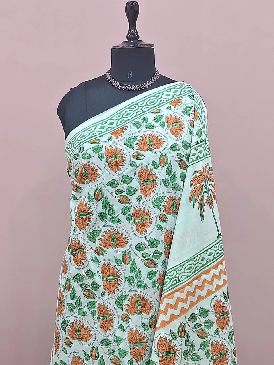 Pista green soft cotton saree 1