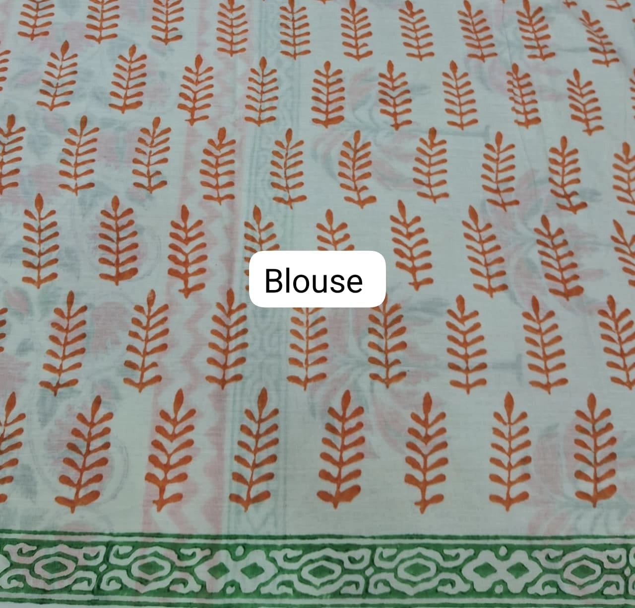Pista green soft cotton saree Blouse