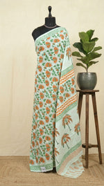 Pista green soft cotton saree