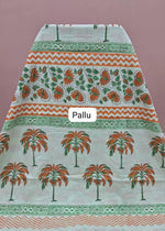 Pista green soft cotton saree pallu