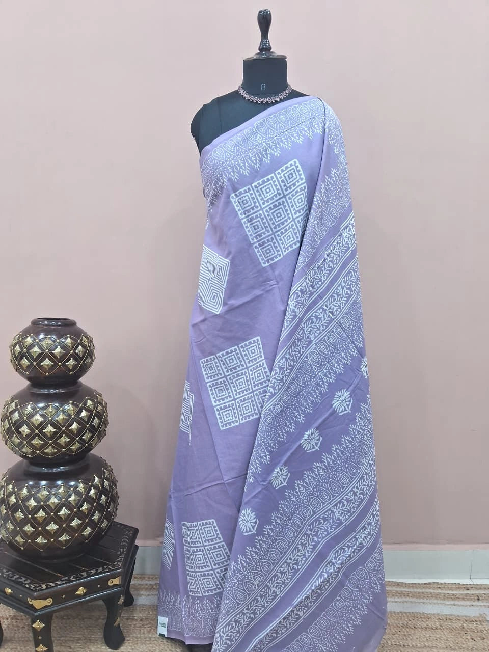 Light lavender Pure soft cotton saree 