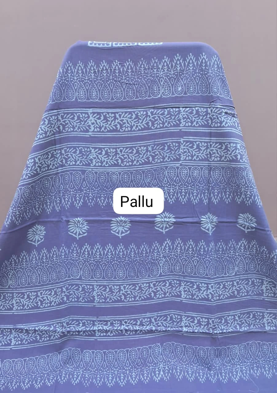 Light lavender Pure soft cotton saree pallu