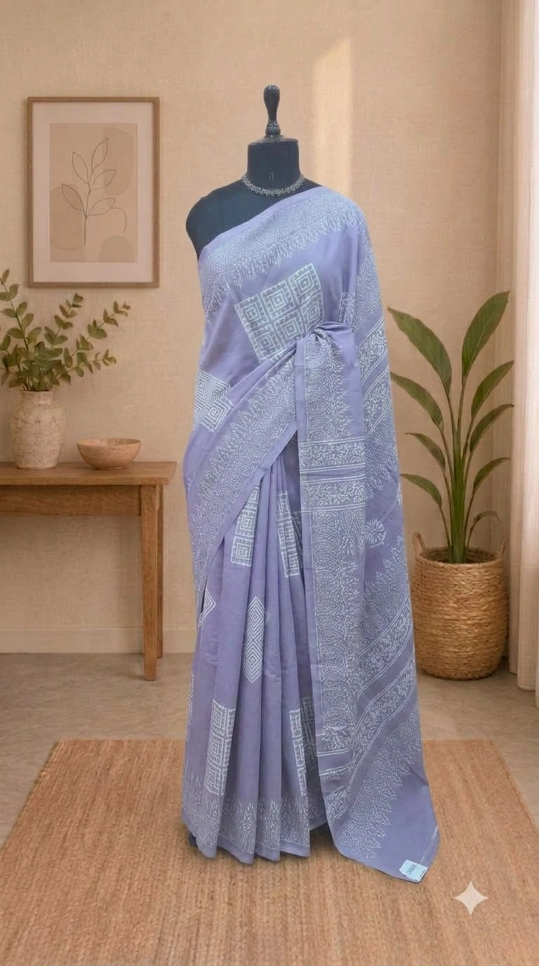 Light lavender Pure soft cotton saree 