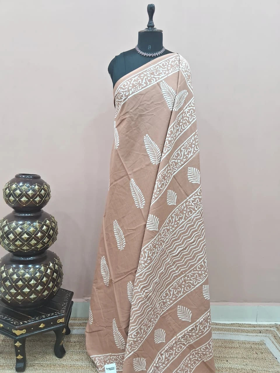 Brown soft cotton saree