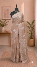 Brown soft cotton saree