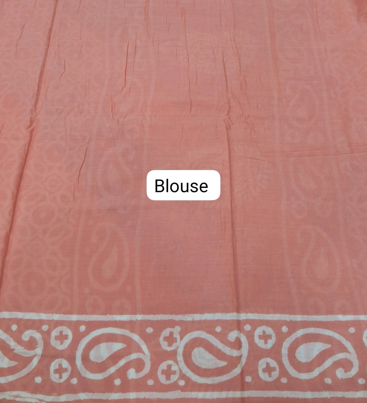 A graceful peach soft cotton saree Blouse