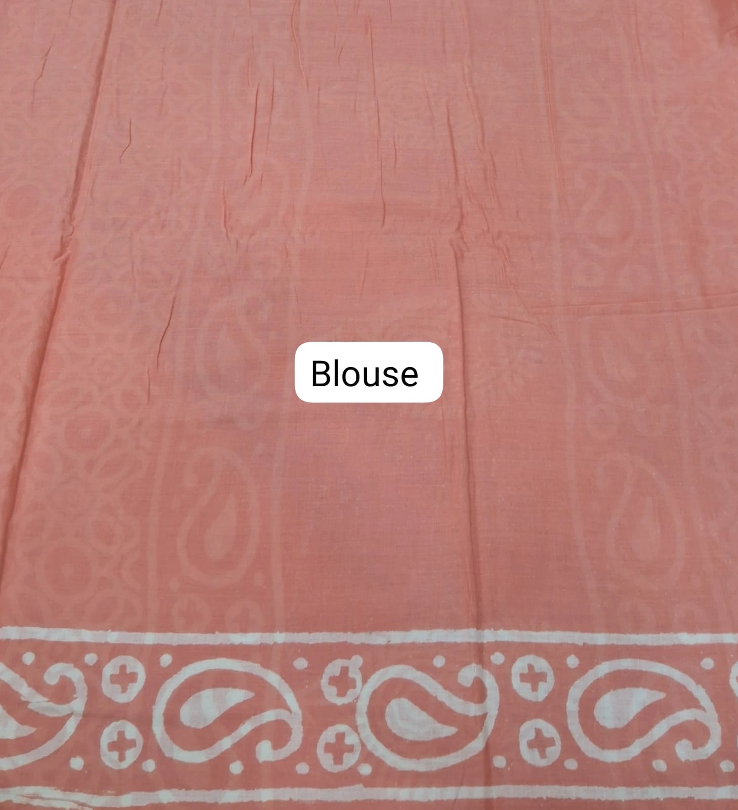 A graceful peach soft cotton saree Blouse