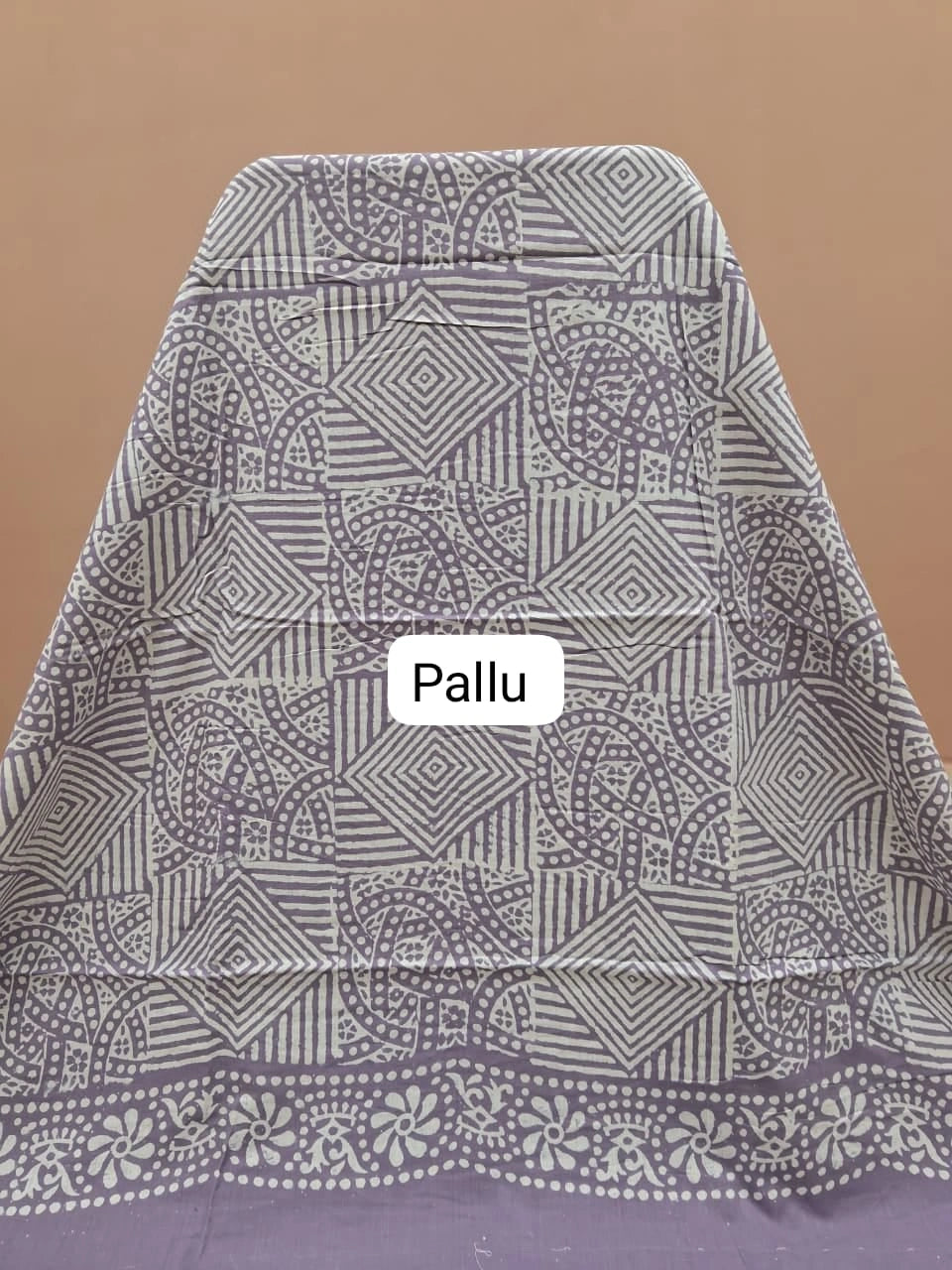 Elegant Light lavender soft cotton saree Pallu