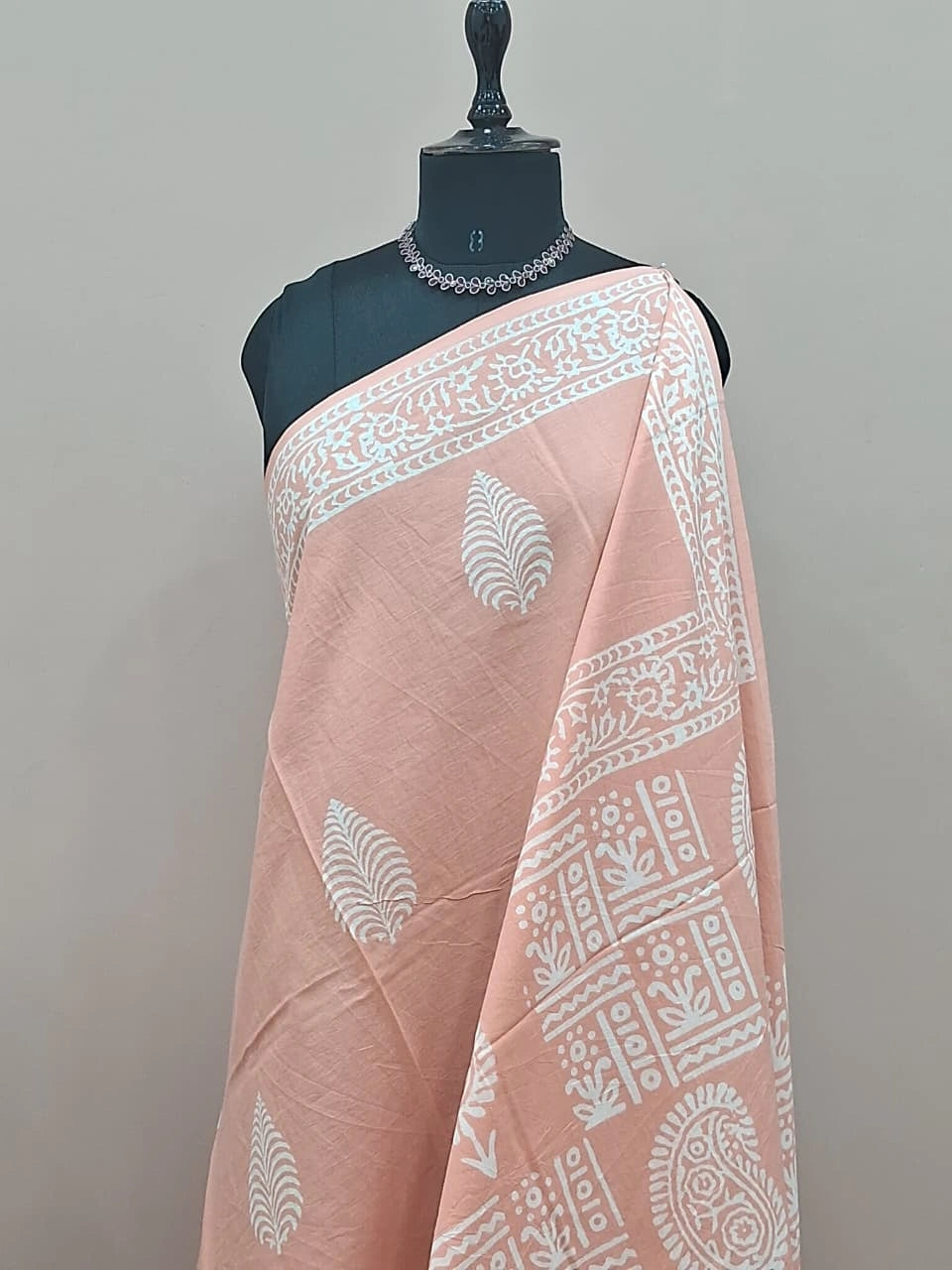 Light orange soft cotton saree 1