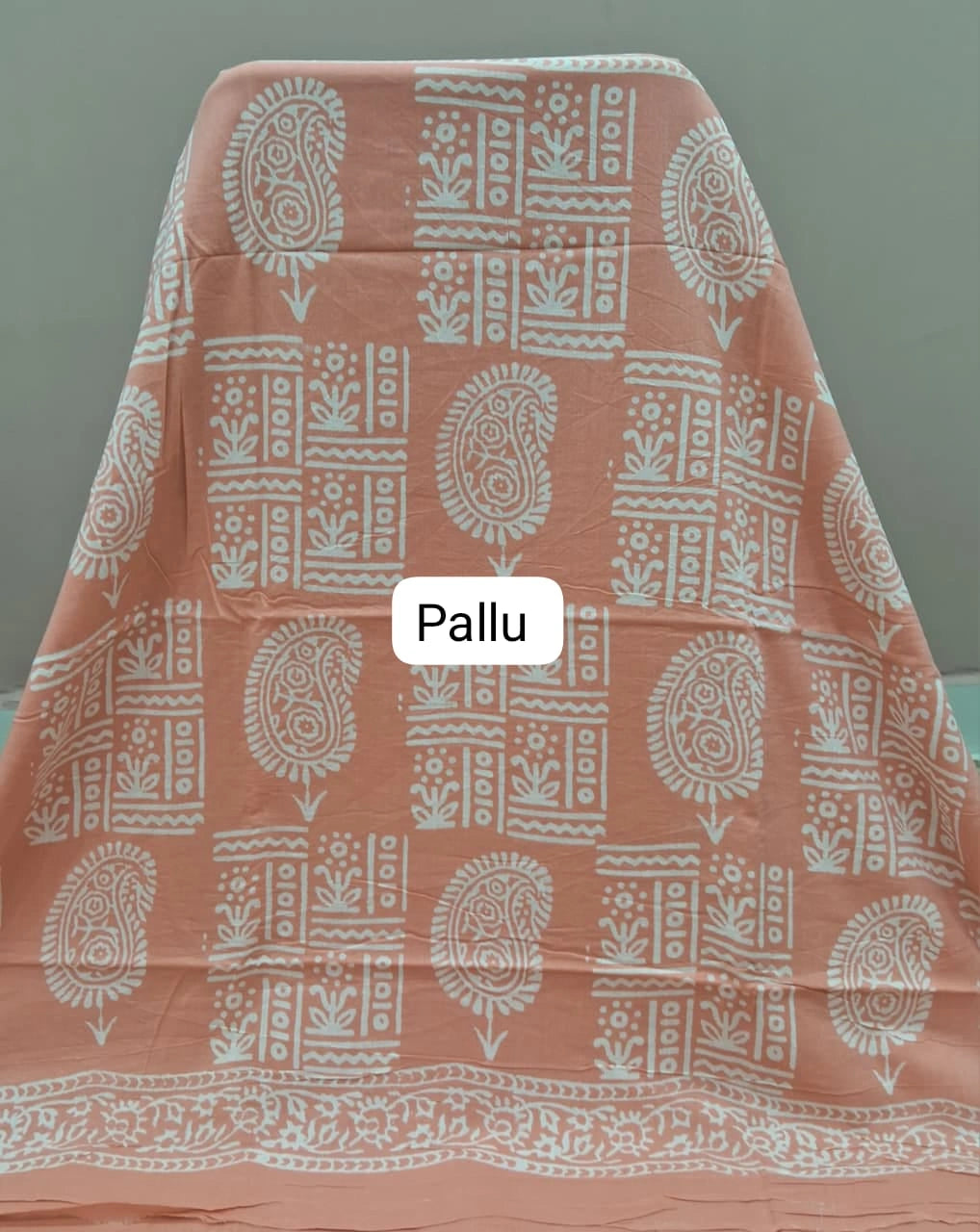 Light orange soft cotton saree pallu