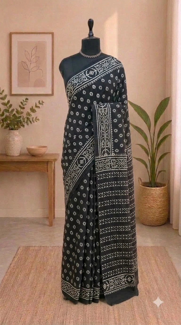 Black Pure soft cotton saree