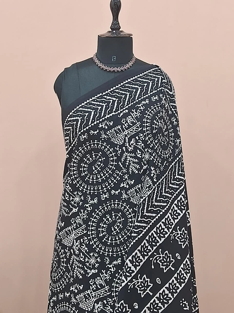 Elegant Pure black soft cotton saree 1