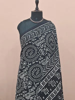 Elegant Pure black soft cotton saree 1