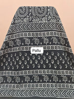 Elegant Pure black soft cotton saree Pallu