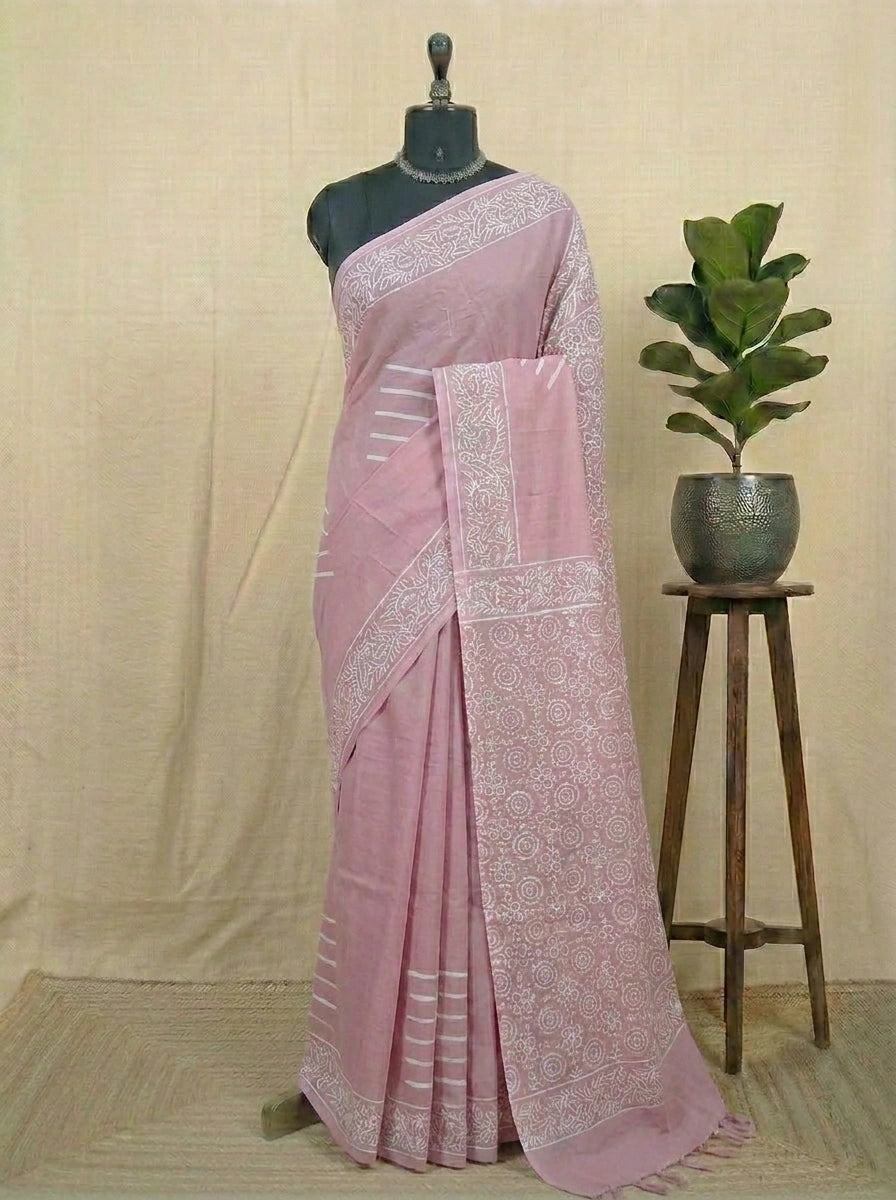 Graceful taupe brown Pure soft cotton saree