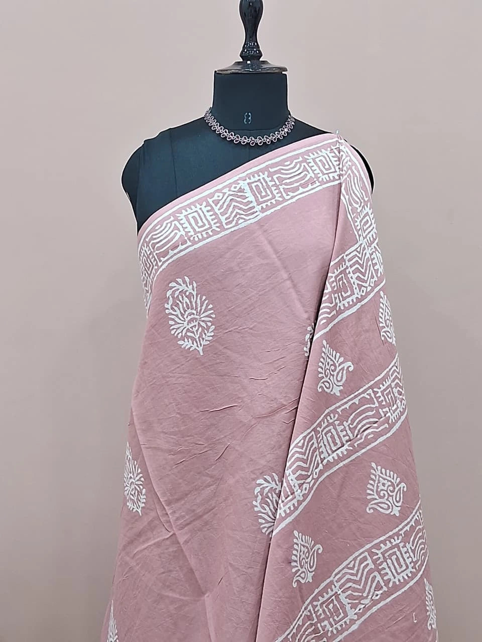 Traditional Taupe brown soft cotton saree 1