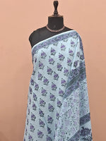 Baby blue soft cotton saree 1