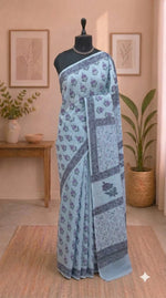 Baby blue soft cotton saree
