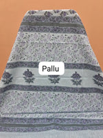 Baby blue soft cotton saree pallu