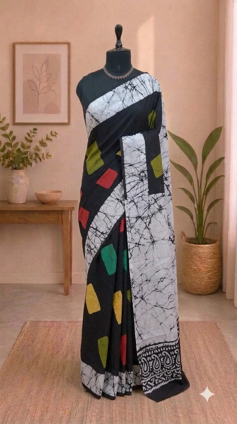Black Soft Cotton Saree 